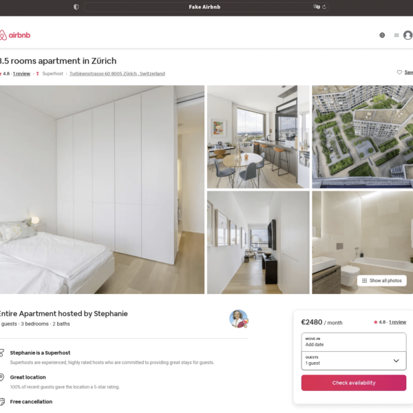 Gefälschte Mietinserate und Mietkaution auf Airbnb fürs Probewohnen